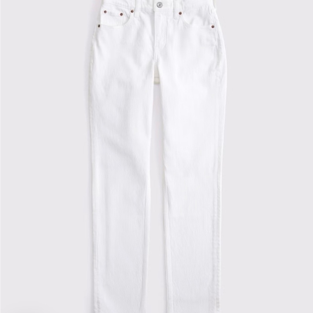 Abercrombie Curve Love Mid Rise 90s Straight Jeans White New With Tags